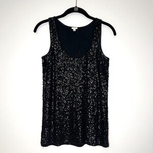 J.Crew Black Sequin Shell Tank Top
